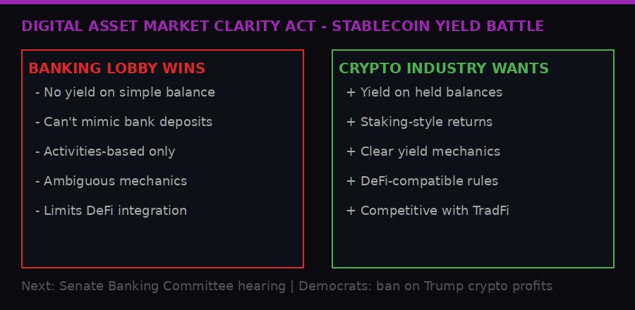 Digital Asset Market Clarity Act stablecoin yield positions