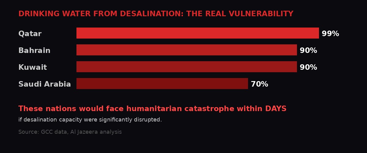 Chart showing drinking water dependency on desalination in Gulf states