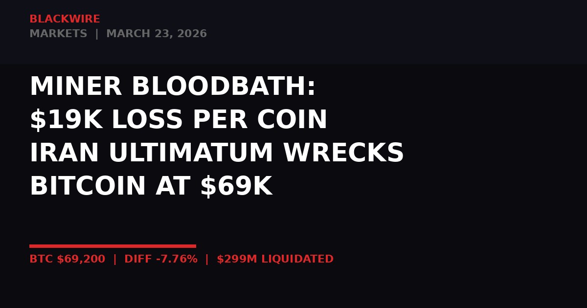 Bitcoin miner bloodbath - Iran ultimatum March 2026