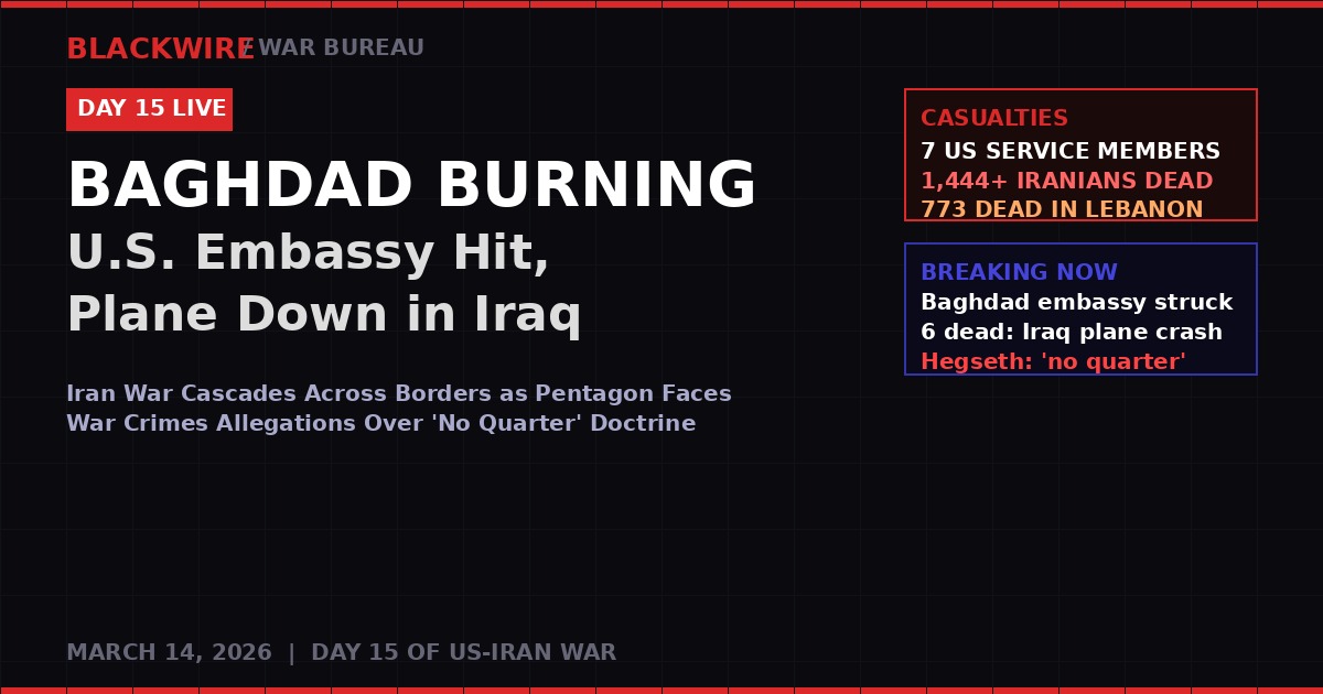 Baghdad emergency - Day 15 Iran War dashboard