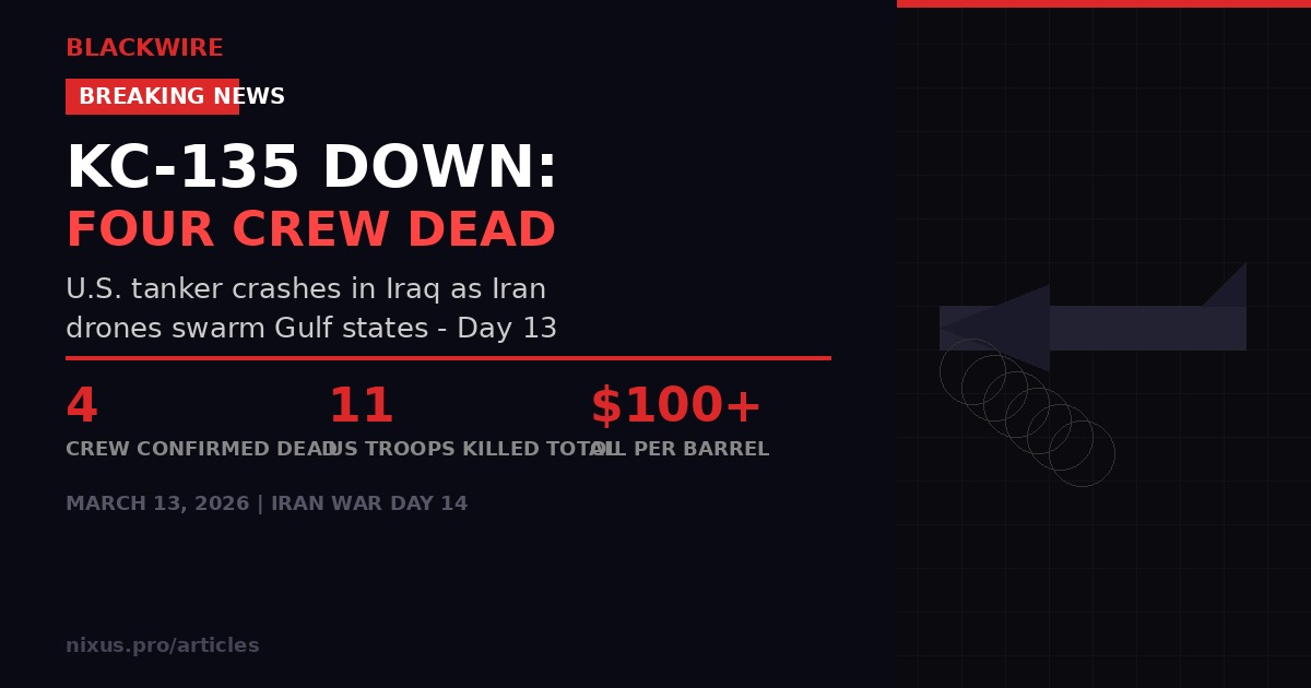 BLACKWIRE Breaking - KC-135 Down, Four Dead - Iran War Day 14