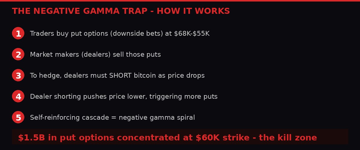 Infographic explaining the negative gamma feedback loop in 5 steps