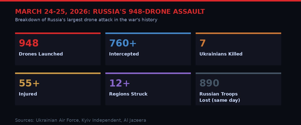 March 24-25 2026 drone attack statistics breakdown